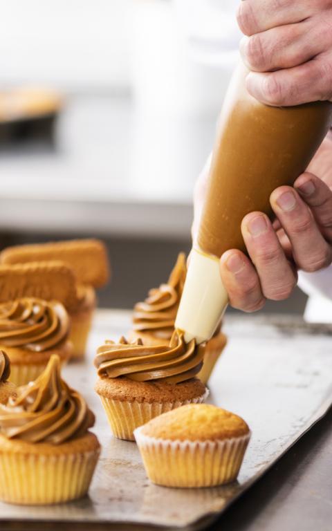 Biscoff spread on cupcakes
